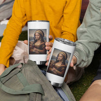 Funny Black Mona Lisa Tumbler Cup Melanin Queen Black History Month - Wonder Print Shop