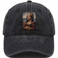 Funny Black Mona Lisa Washed Cotton Baseball Cap Melanin Queen Black History Month