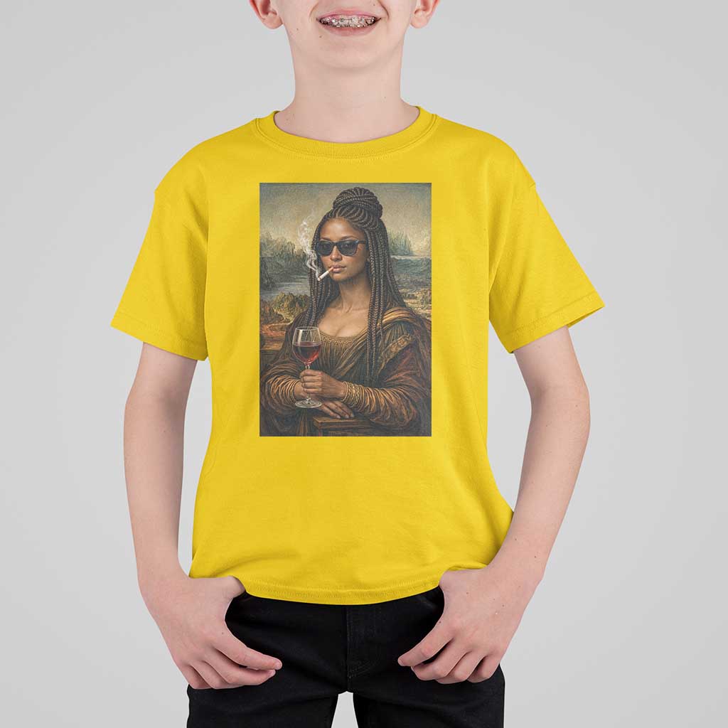 Black Mona Lisa African American T Shirt For Kid Black History Month - Wonder Print Shop