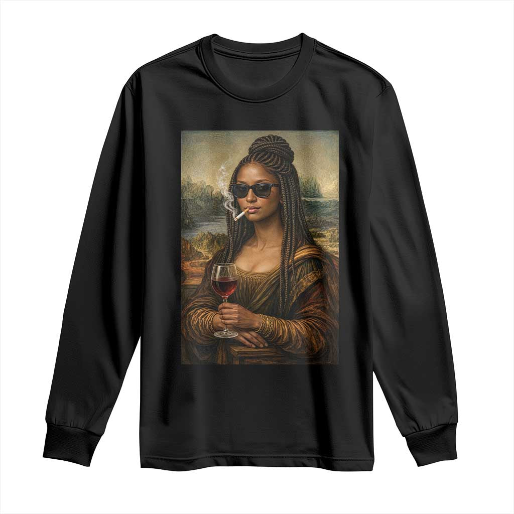 Black Mona Lisa African American Long Sleeve Shirt Black History Month - Wonder Print Shop