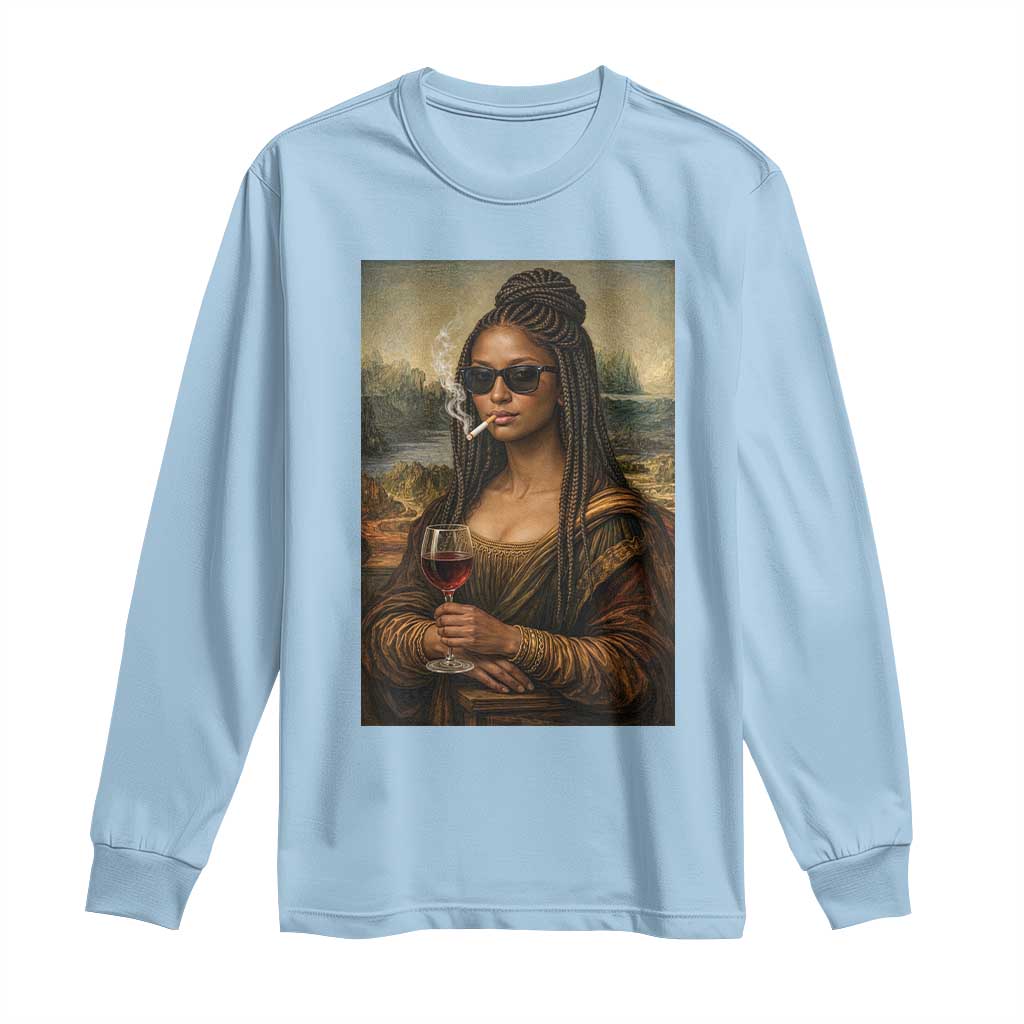 Black Mona Lisa African American Long Sleeve Shirt Black History Month - Wonder Print Shop