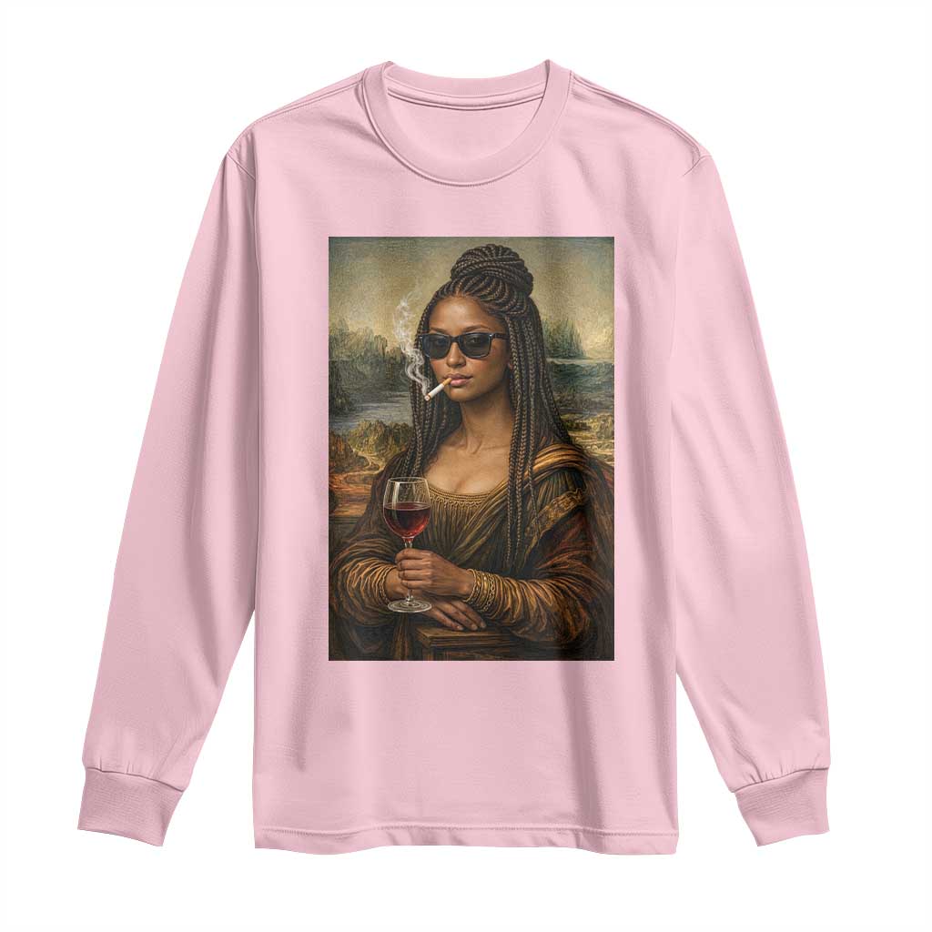 Black Mona Lisa African American Long Sleeve Shirt Black History Month - Wonder Print Shop