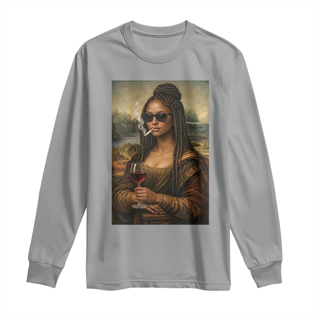 Black Mona Lisa African American Long Sleeve Shirt Black History Month - Wonder Print Shop