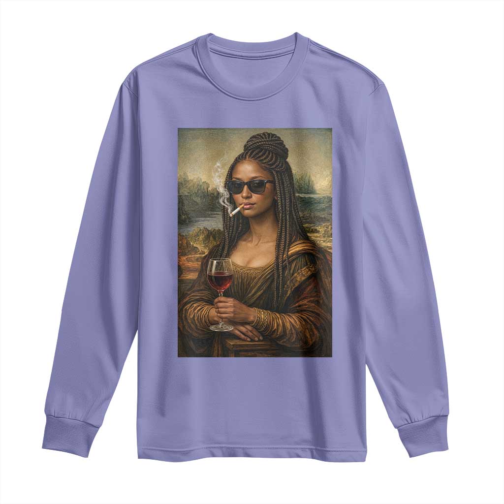 Black Mona Lisa African American Long Sleeve Shirt Black History Month - Wonder Print Shop