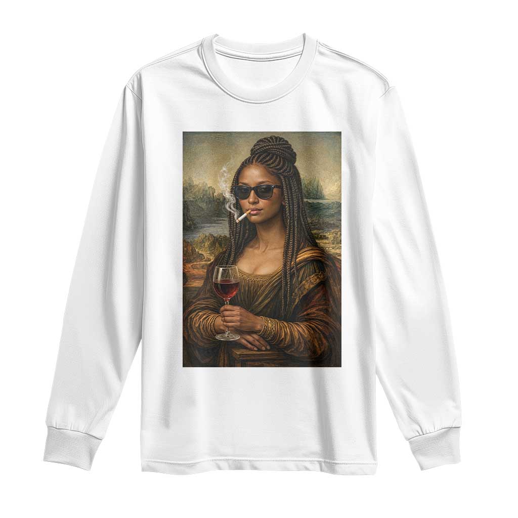 Black Mona Lisa African American Long Sleeve Shirt Black History Month - Wonder Print Shop