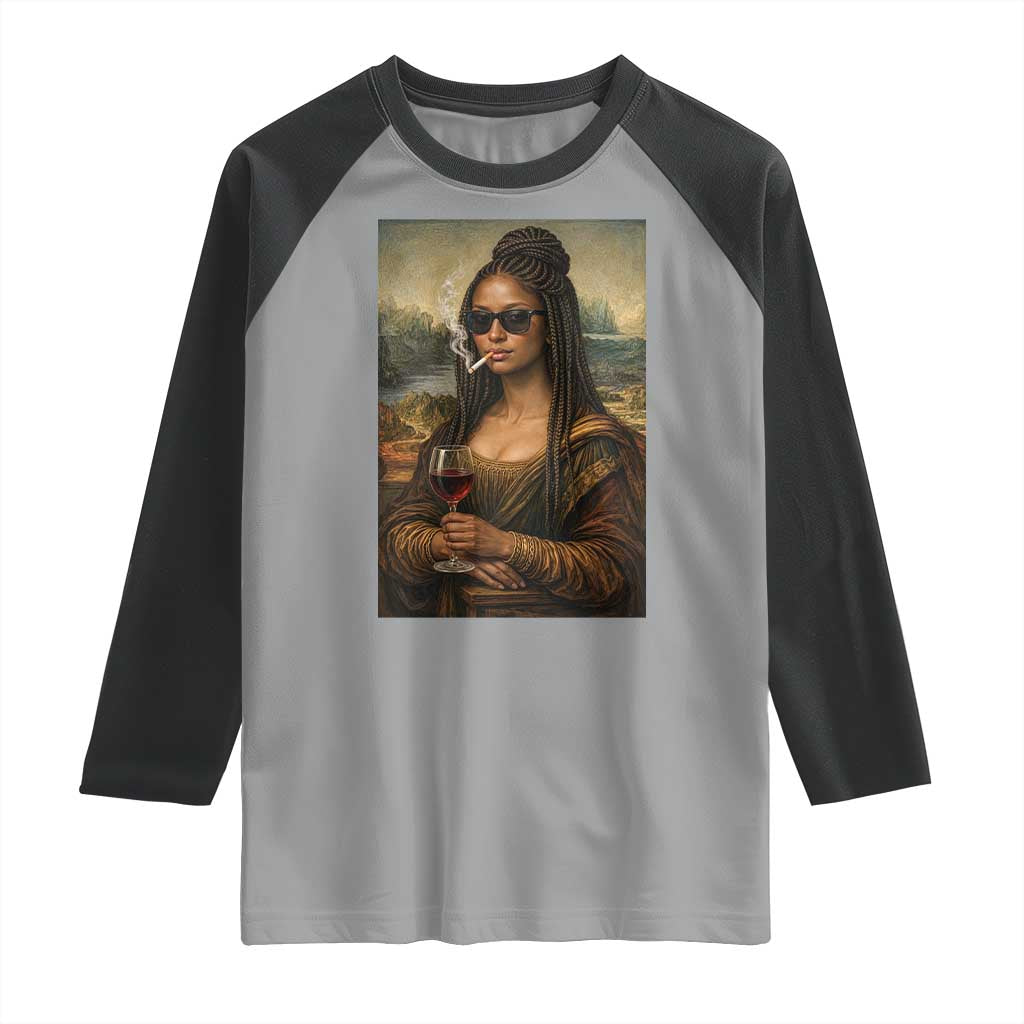 Black Mona Lisa African American Raglan Shirt Black History Month - Wonder Print Shop