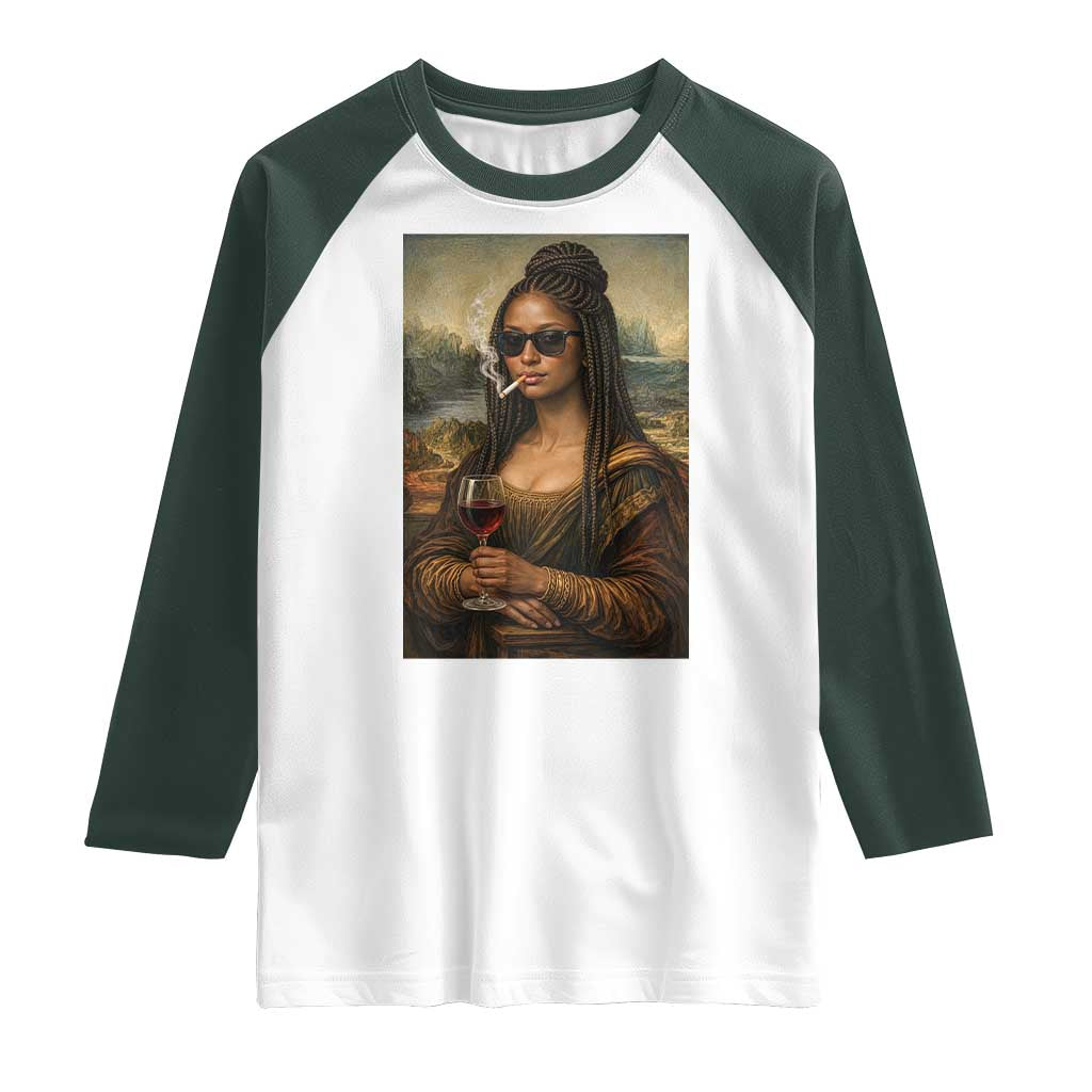 Black Mona Lisa African American Raglan Shirt Black History Month - Wonder Print Shop