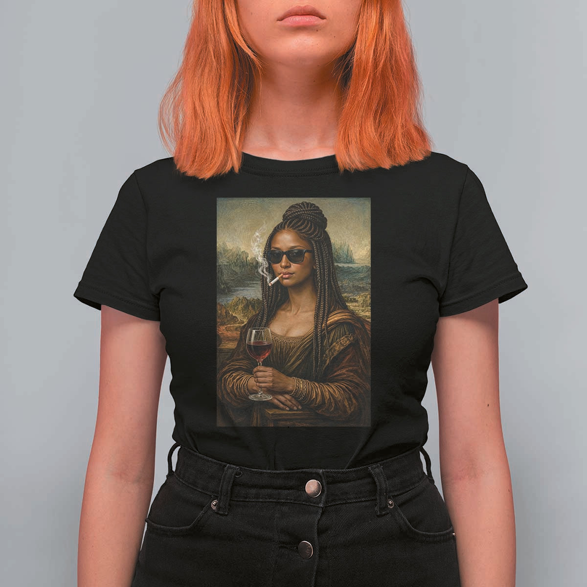 Black Mona Lisa African American T Shirt For Women Black History Month - Wonder Print Shop