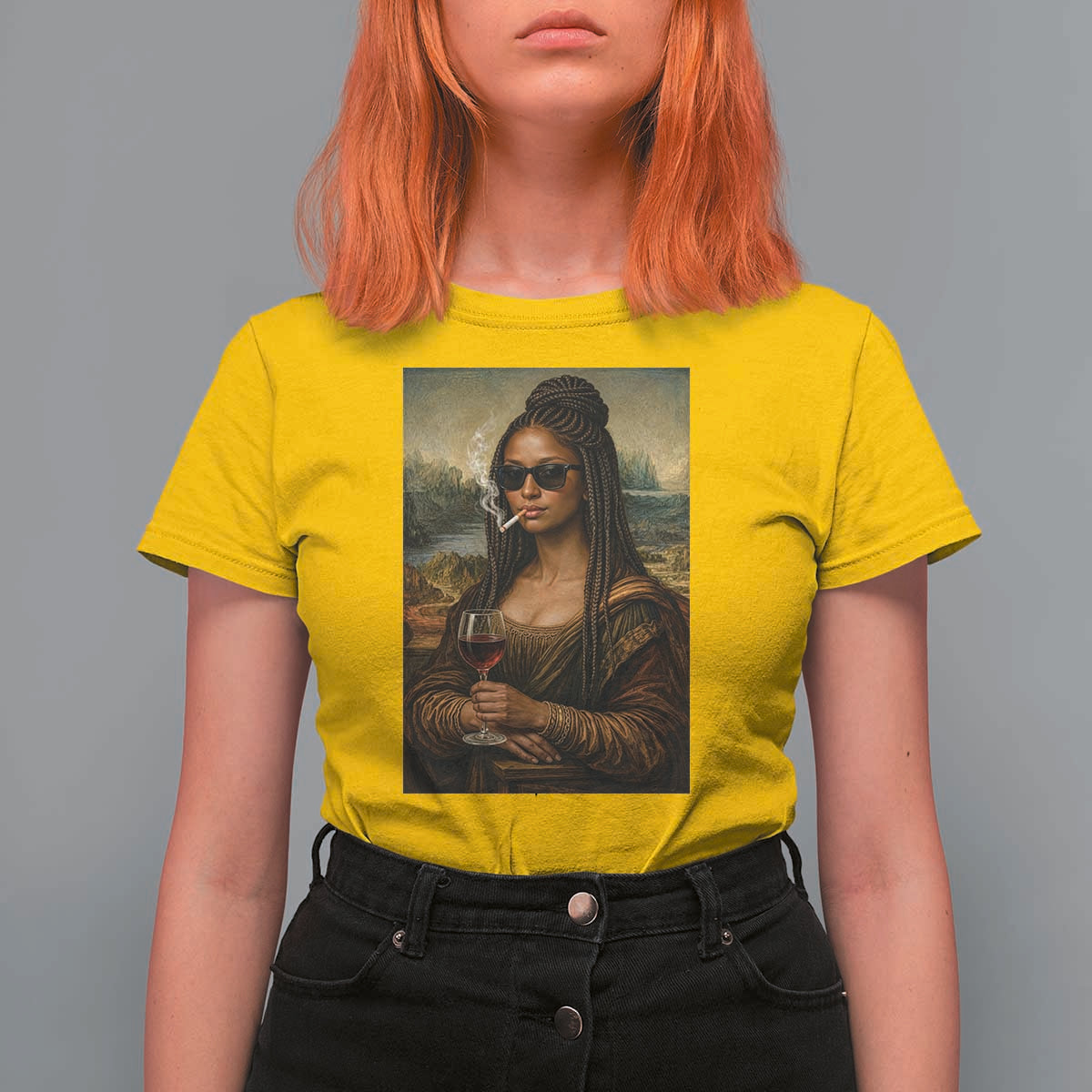 Black Mona Lisa African American T Shirt For Women Black History Month - Wonder Print Shop