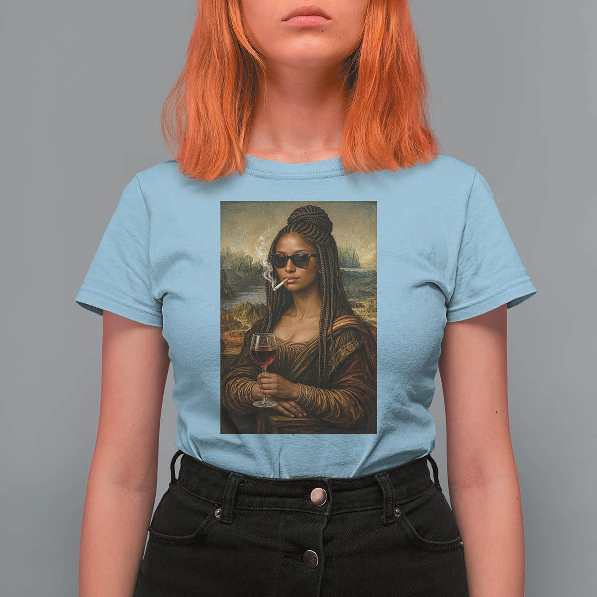 Black Mona Lisa African American T Shirt For Women Black History Month - Wonder Print Shop