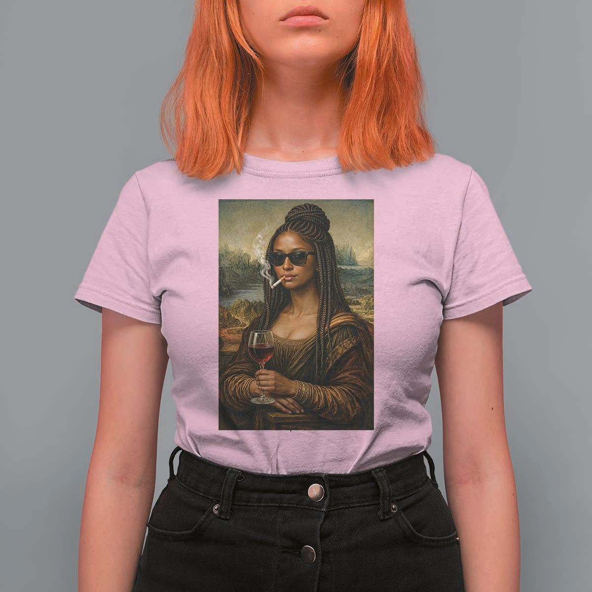 Black Mona Lisa African American T Shirt For Women Black History Month - Wonder Print Shop