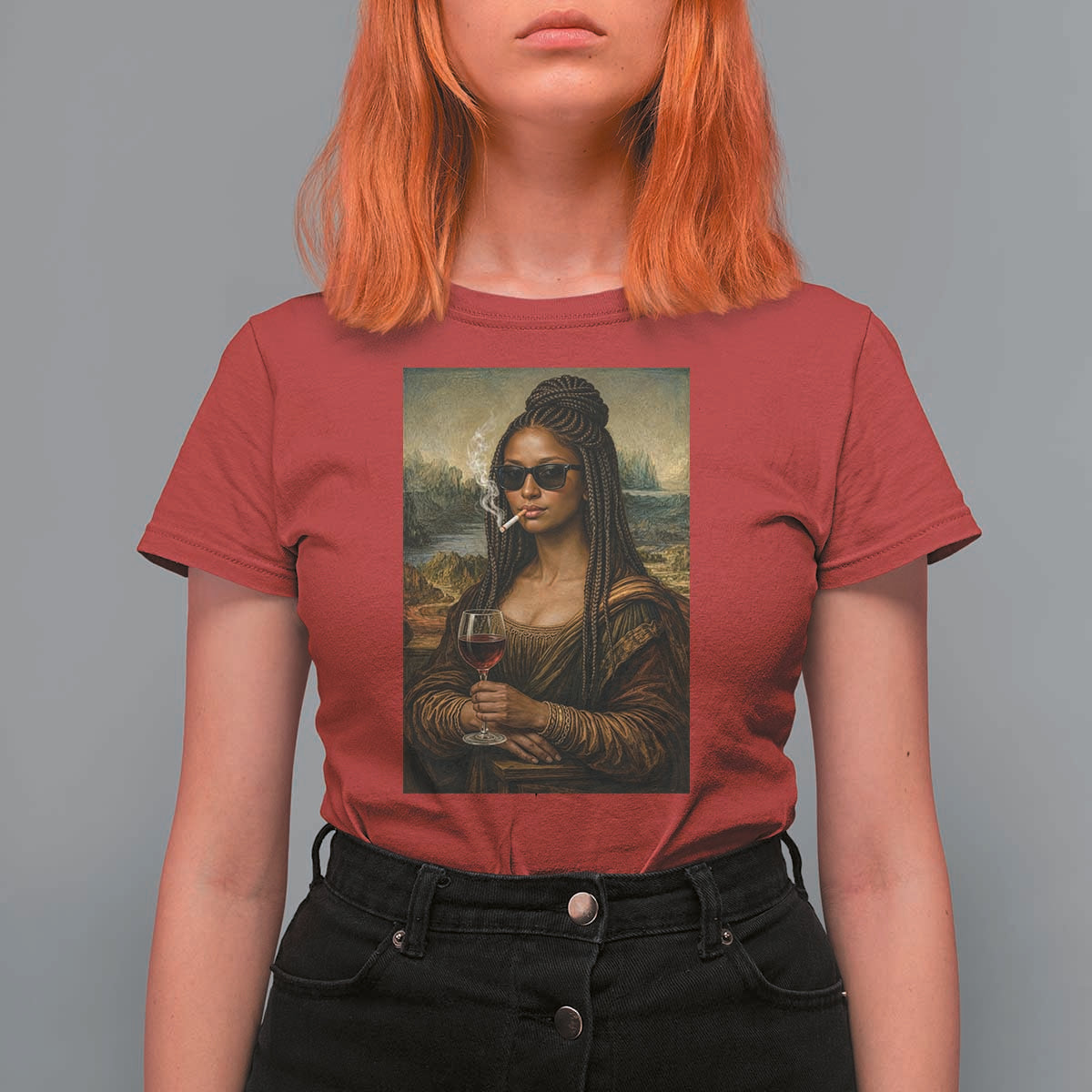 Black Mona Lisa African American T Shirt For Women Black History Month - Wonder Print Shop