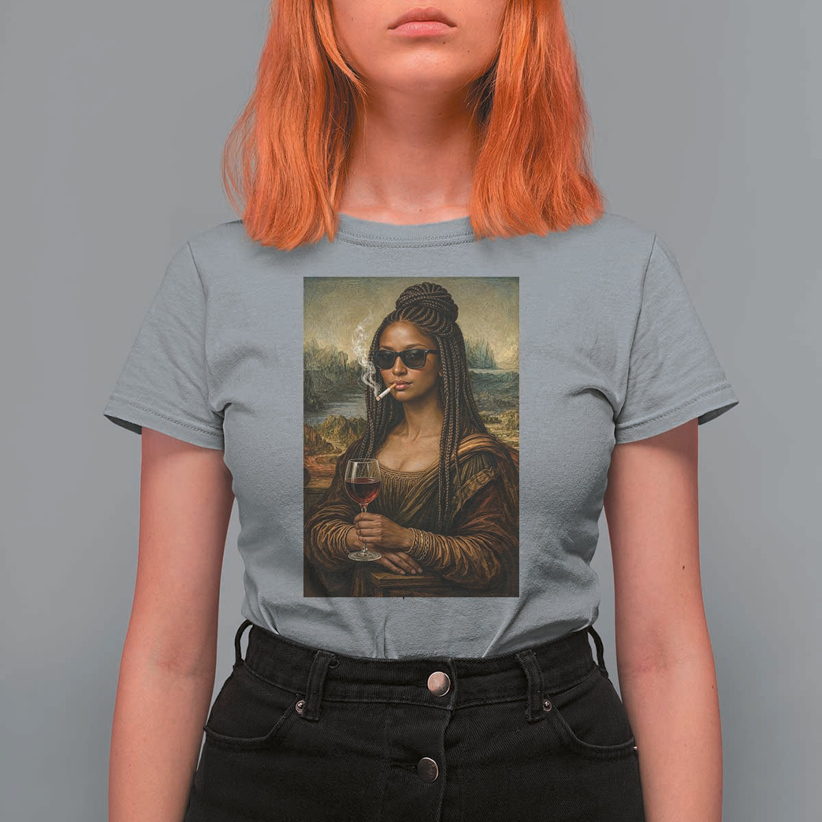 Black Mona Lisa African American T Shirt For Women Black History Month - Wonder Print Shop