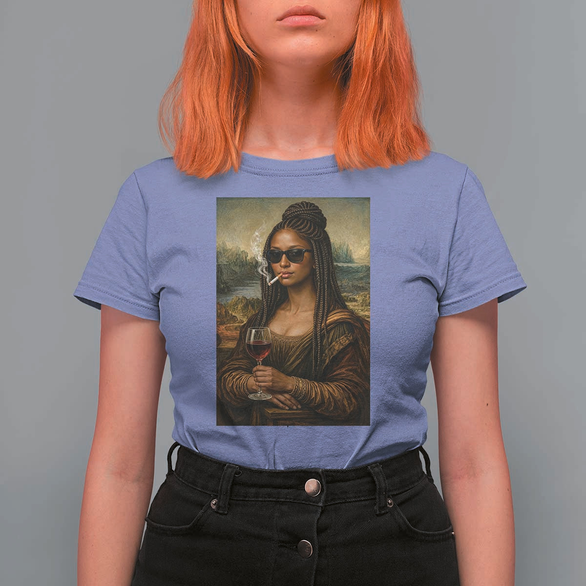 Black Mona Lisa African American T Shirt For Women Black History Month - Wonder Print Shop