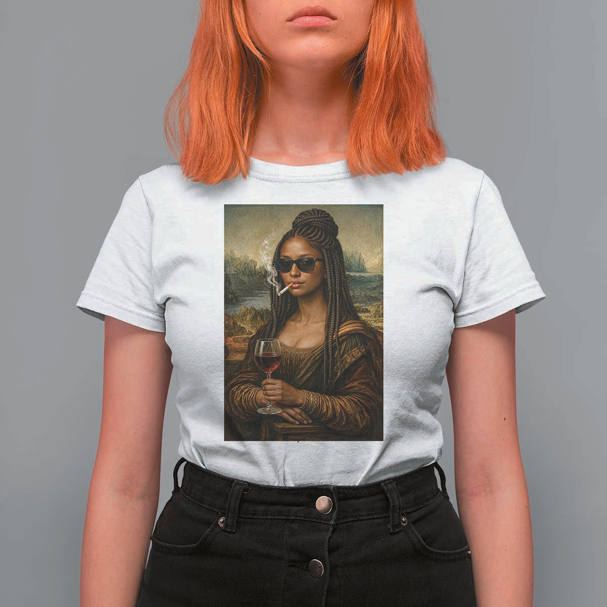 Black Mona Lisa African American T Shirt For Women Black History Month - Wonder Print Shop