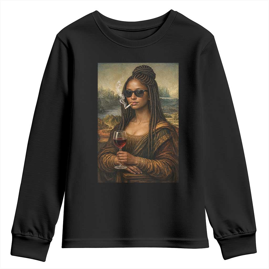 Black Mona Lisa African American Youth Sweatshirt Black History Month - Wonder Print Shop