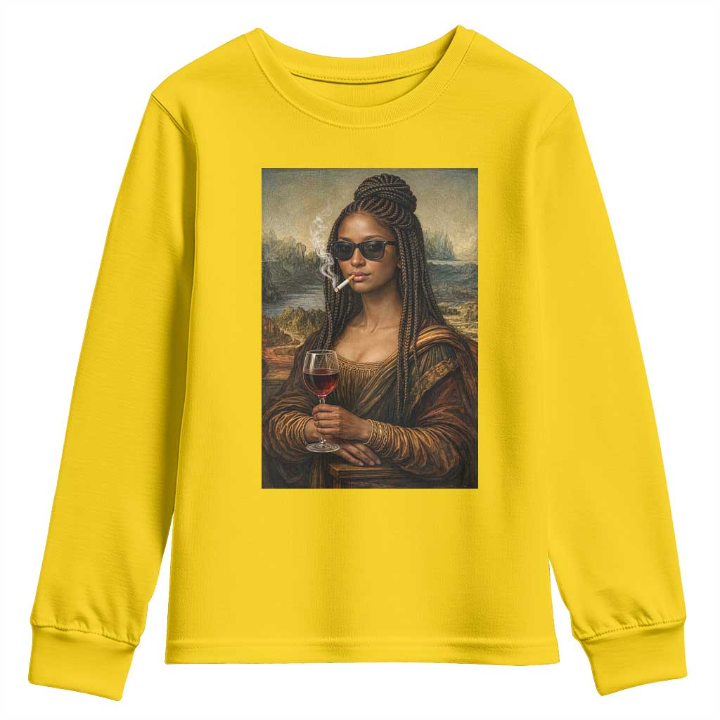 Black Mona Lisa African American Youth Sweatshirt Black History Month - Wonder Print Shop