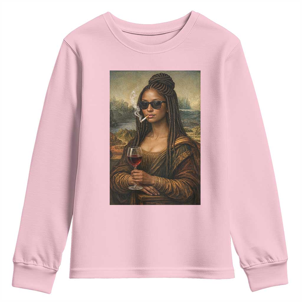 Black Mona Lisa African American Youth Sweatshirt Black History Month - Wonder Print Shop