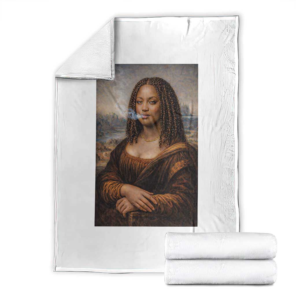 Funny Black Mona Lisa Throw Blanket African American Pride - Wonder Print Shop