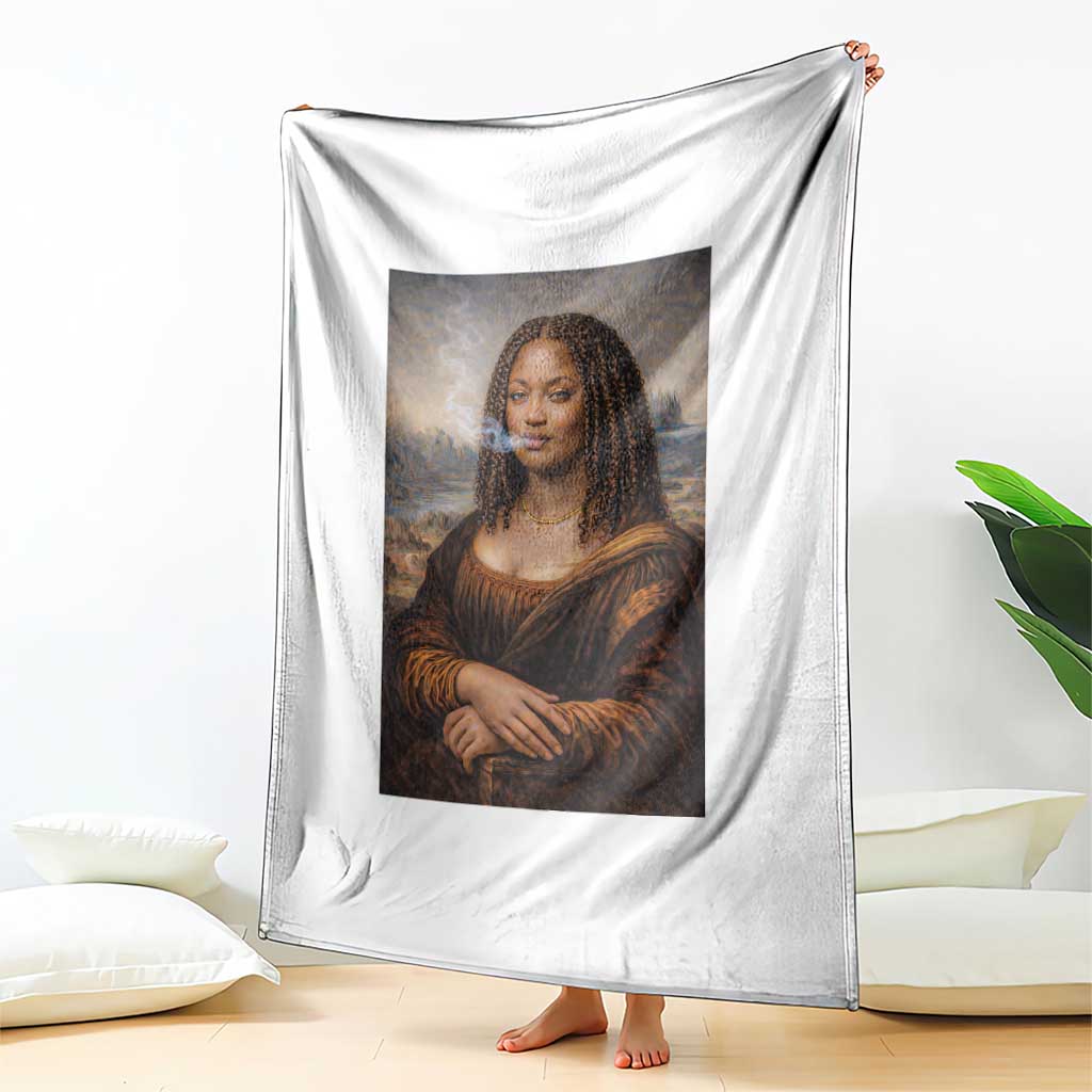 Funny Black Mona Lisa Throw Blanket African American Pride - Wonder Print Shop