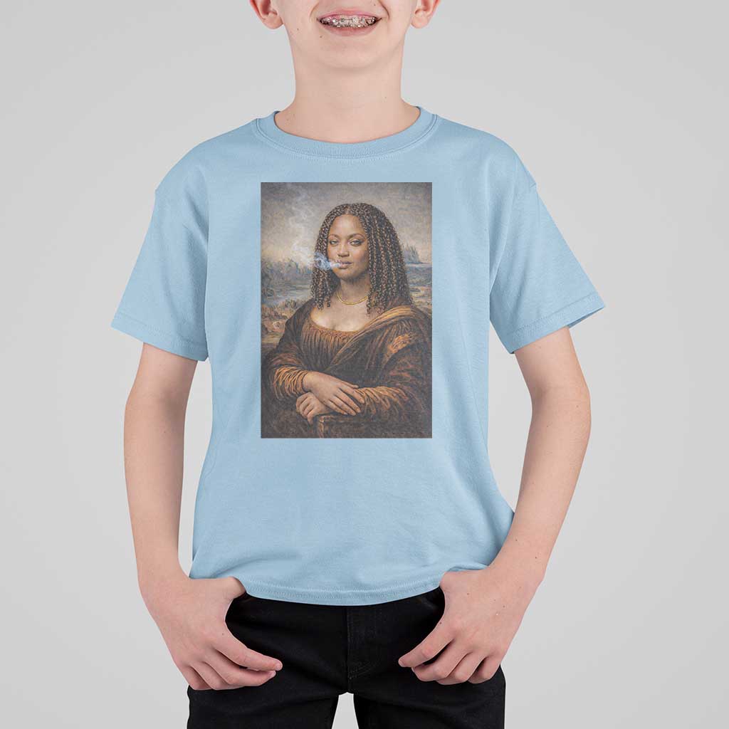 Funny Black Mona Lisa T Shirt For Kid African American Pride - Wonder Print Shop