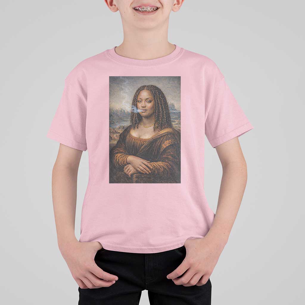 Funny Black Mona Lisa T Shirt For Kid African American Pride - Wonder Print Shop