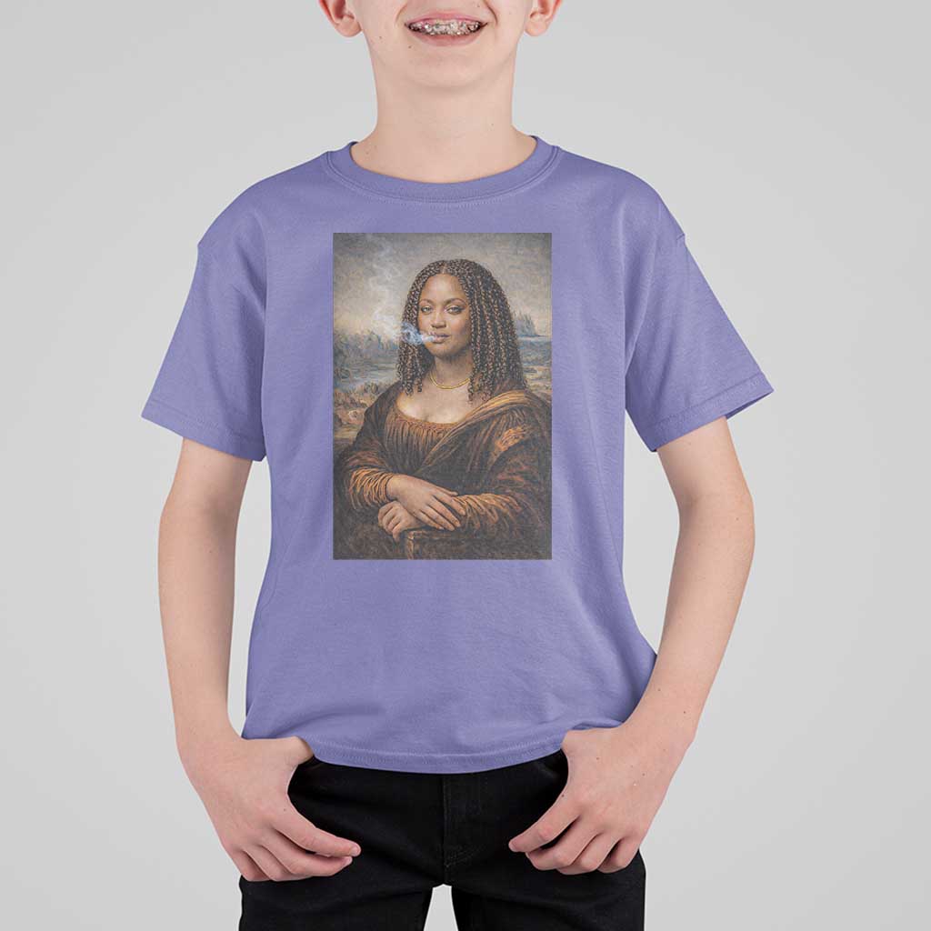 Funny Black Mona Lisa T Shirt For Kid African American Pride - Wonder Print Shop
