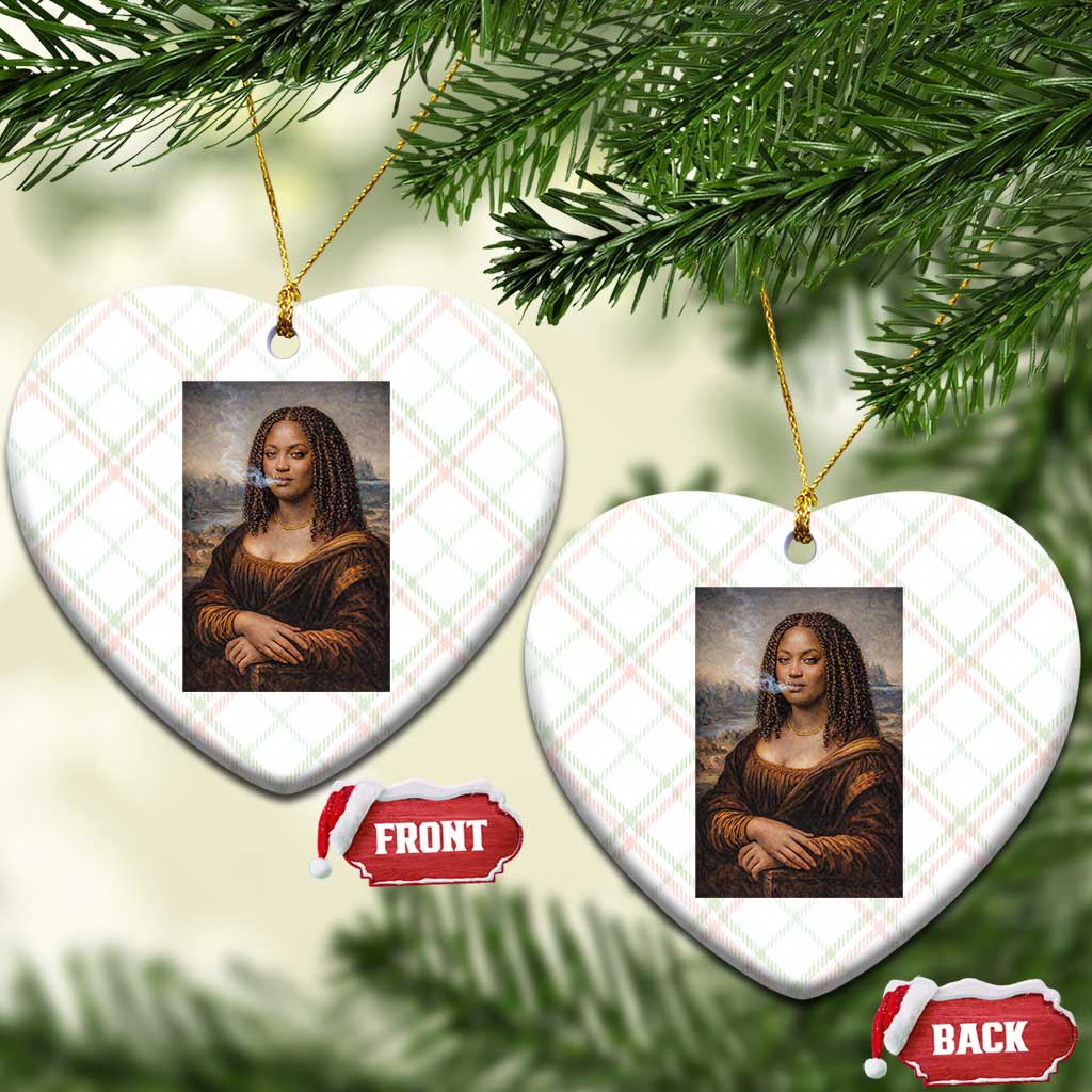 Funny Black Mona Lisa Ceramic Ornament African American Pride - Wonder Print Shop