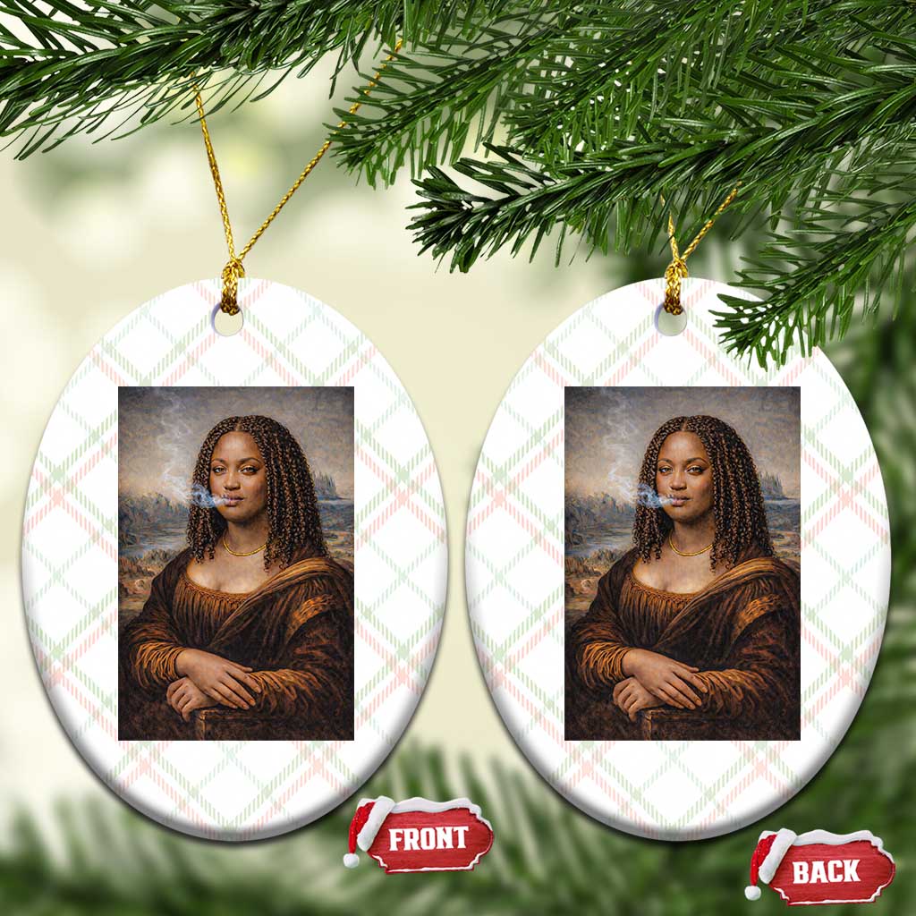 Funny Black Mona Lisa Ceramic Ornament African American Pride - Wonder Print Shop