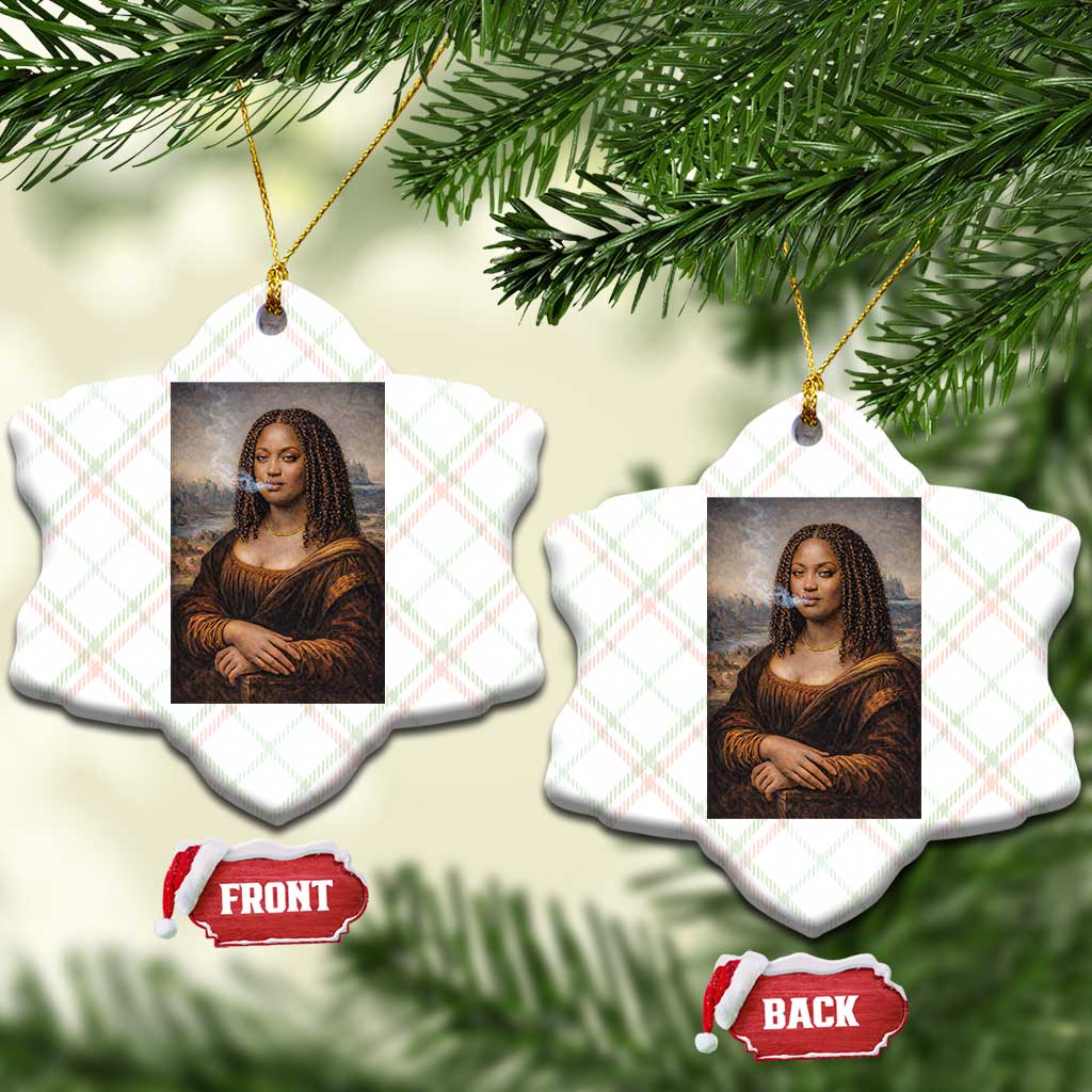 Funny Black Mona Lisa Ceramic Ornament African American Pride - Wonder Print Shop