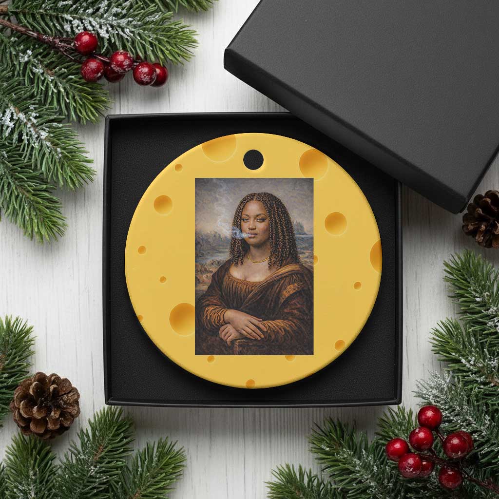 Funny Black Mona Lisa Ceramic Ornament African American Pride - Wonder Print Shop
