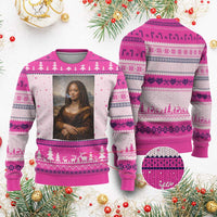 Funny Black Mona Lisa Ugly Christmas Sweater African American Pride - Wonder Print Shop