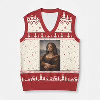 Funny Black Mona Lisa V-Neck Knit Sweater Vest African American Pride - Wonder Print Shop