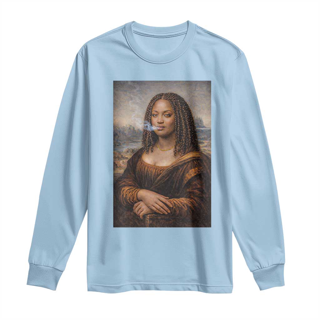 Funny Black Mona Lisa Long Sleeve Shirt African American Pride - Wonder Print Shop