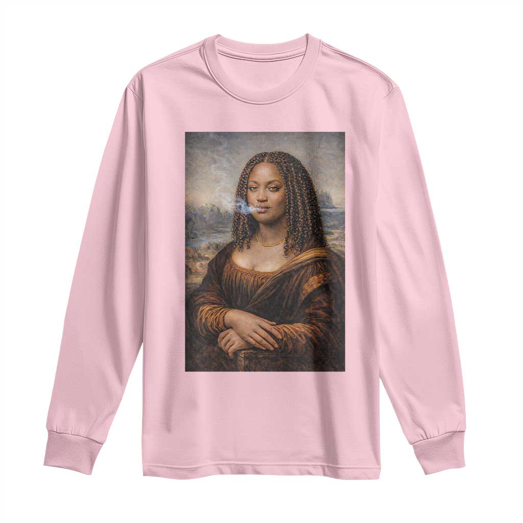 Funny Black Mona Lisa Long Sleeve Shirt African American Pride - Wonder Print Shop
