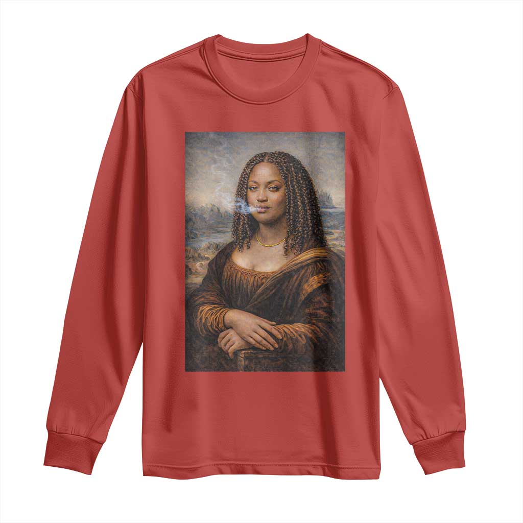 Funny Black Mona Lisa Long Sleeve Shirt African American Pride - Wonder Print Shop