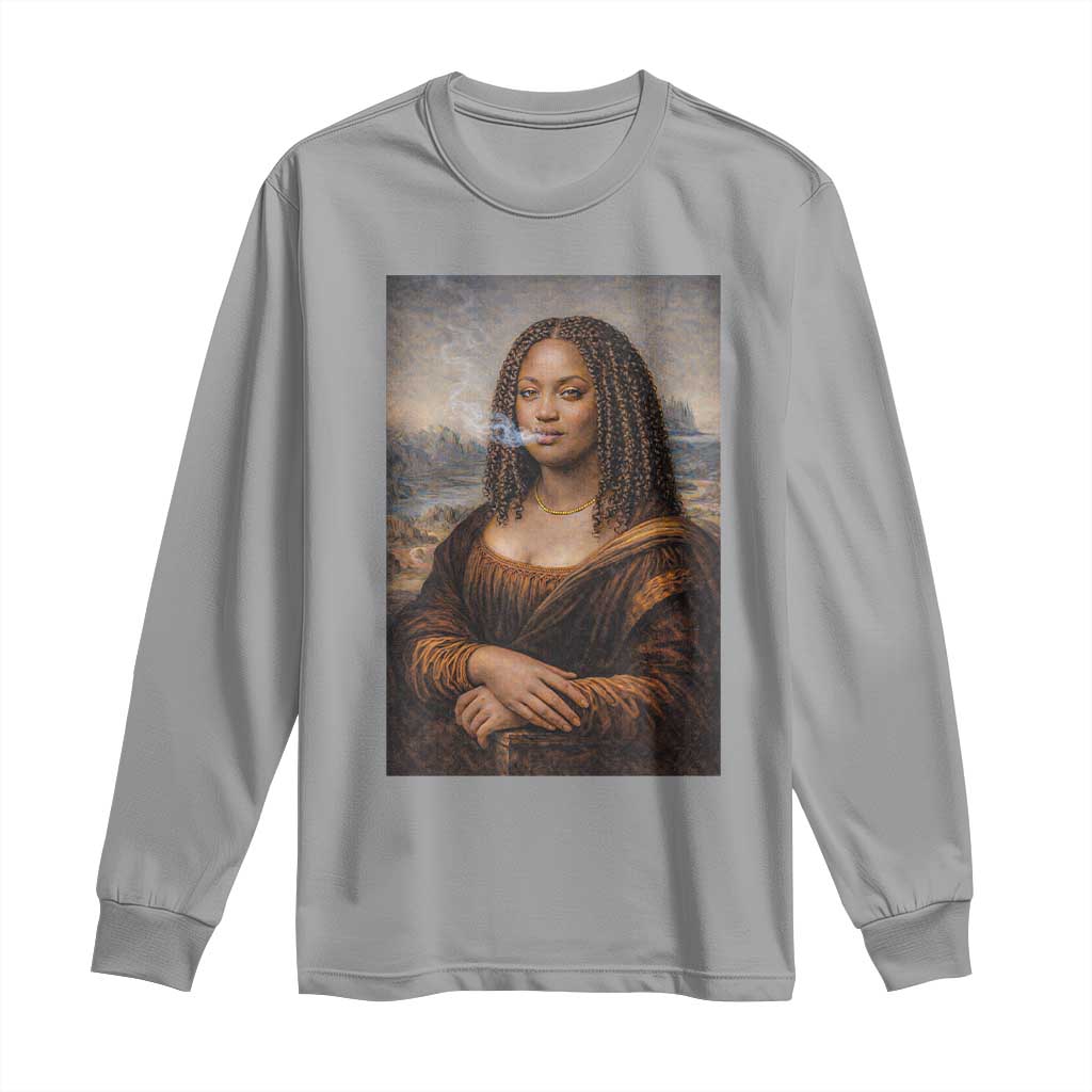 Funny Black Mona Lisa Long Sleeve Shirt African American Pride - Wonder Print Shop