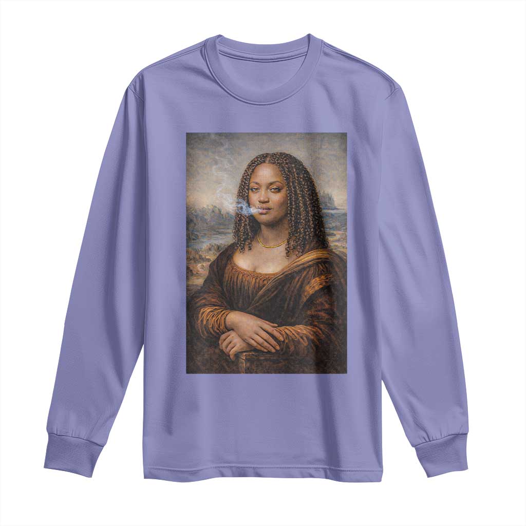Funny Black Mona Lisa Long Sleeve Shirt African American Pride - Wonder Print Shop