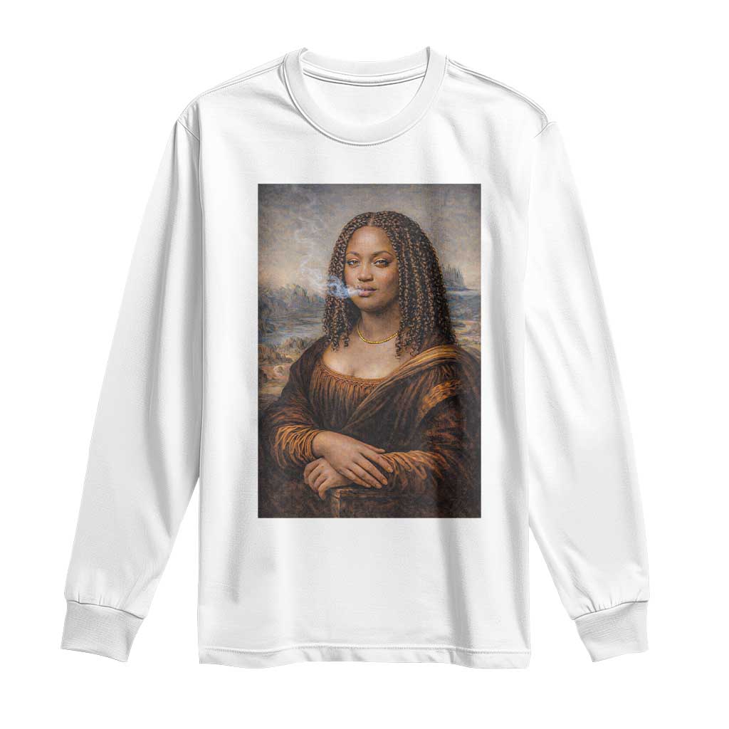 Funny Black Mona Lisa Long Sleeve Shirt African American Pride - Wonder Print Shop
