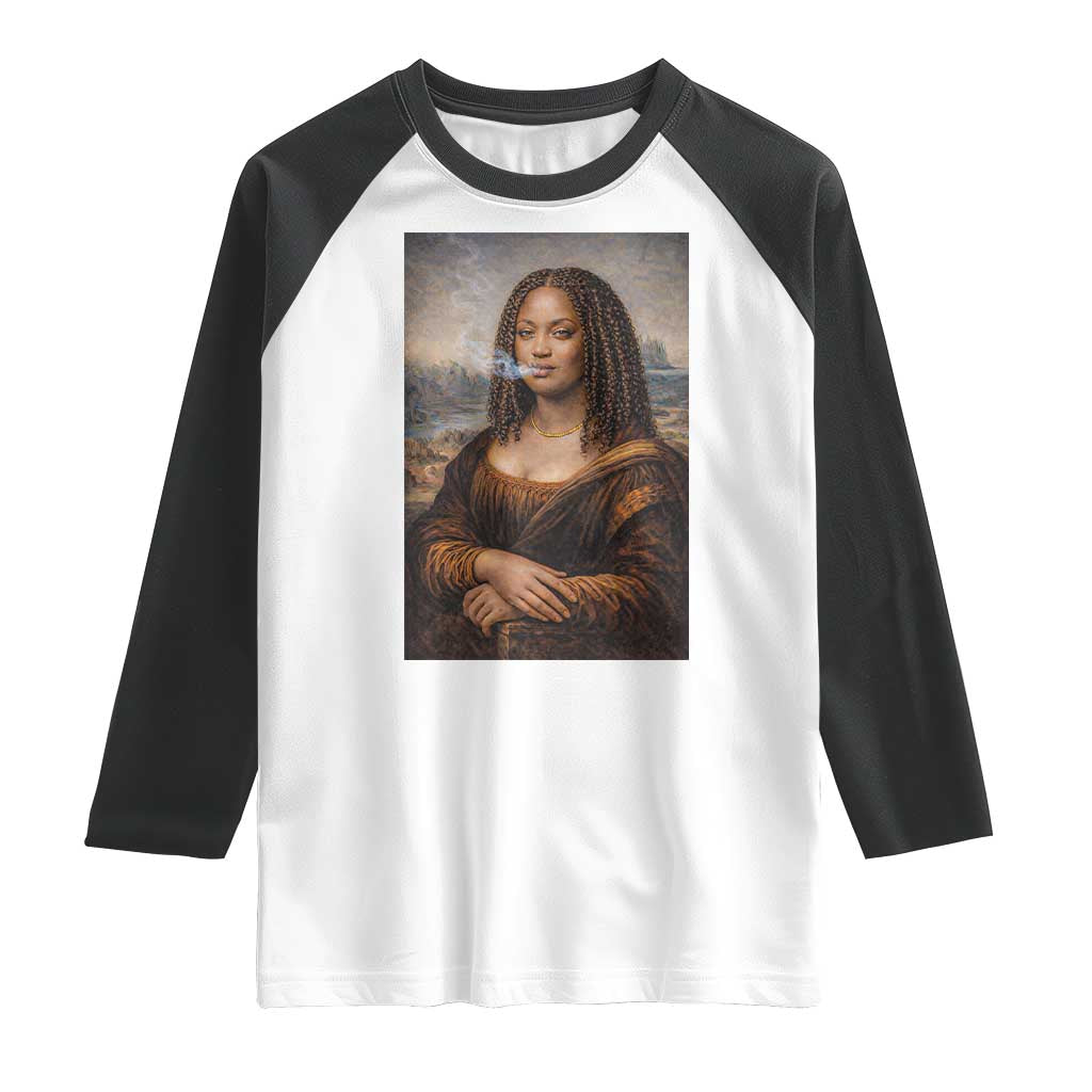 Funny Black Mona Lisa Raglan Shirt African American Pride - Wonder Print Shop