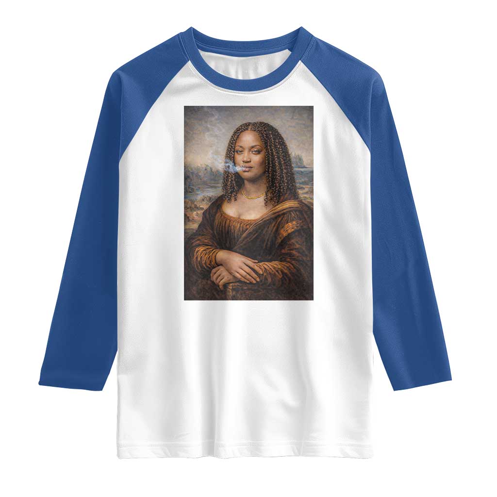 Funny Black Mona Lisa Raglan Shirt African American Pride - Wonder Print Shop