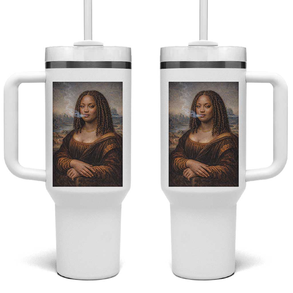 Funny Black Mona Lisa Tumbler With Handle African American Pride - Wonder Print Shop