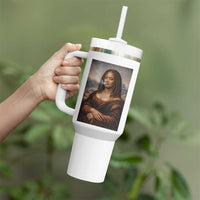 Funny Black Mona Lisa Tumbler With Handle African American Pride - Wonder Print Shop