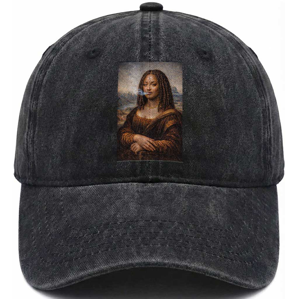 Funny Black Mona Lisa Washed Cotton Baseball Cap African American Pride