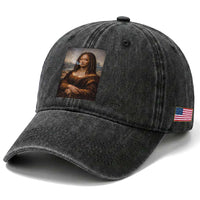 Funny Black Mona Lisa Washed Cotton Baseball Cap African American Pride