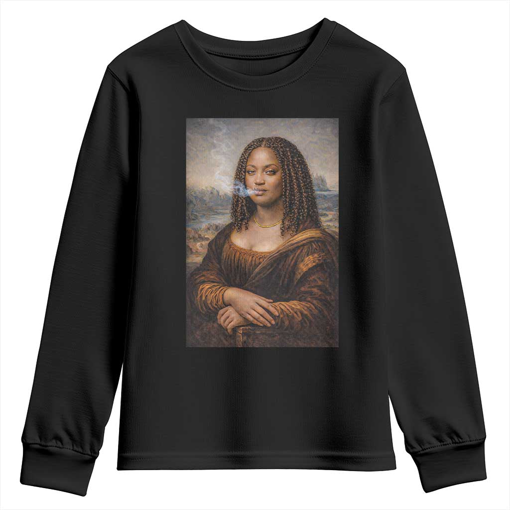Funny Black Mona Lisa Youth Sweatshirt African American Pride - Wonder Print Shop