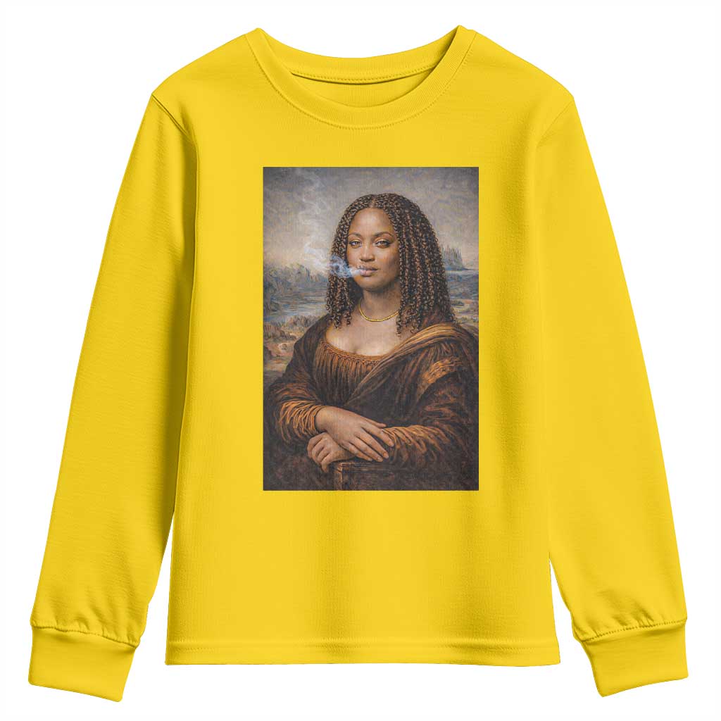 Funny Black Mona Lisa Youth Sweatshirt African American Pride - Wonder Print Shop