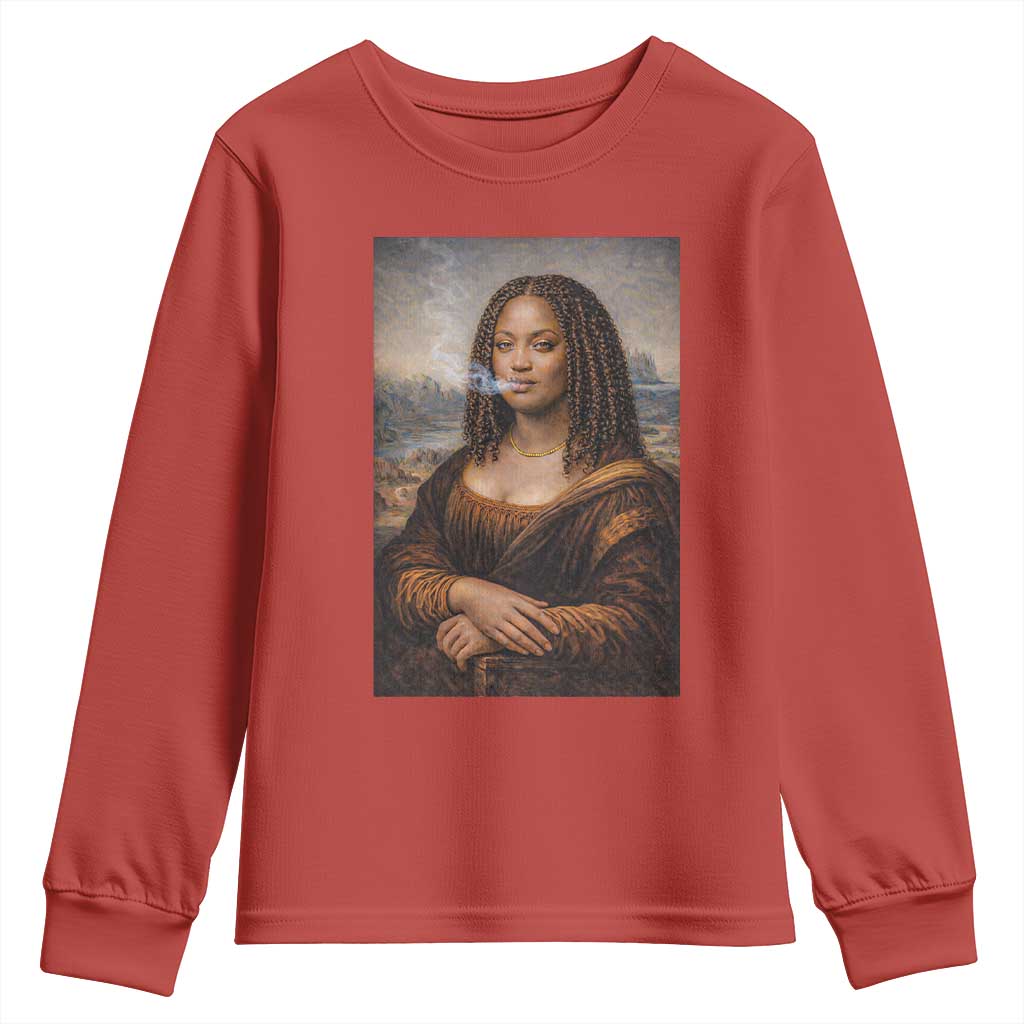 Funny Black Mona Lisa Youth Sweatshirt African American Pride - Wonder Print Shop