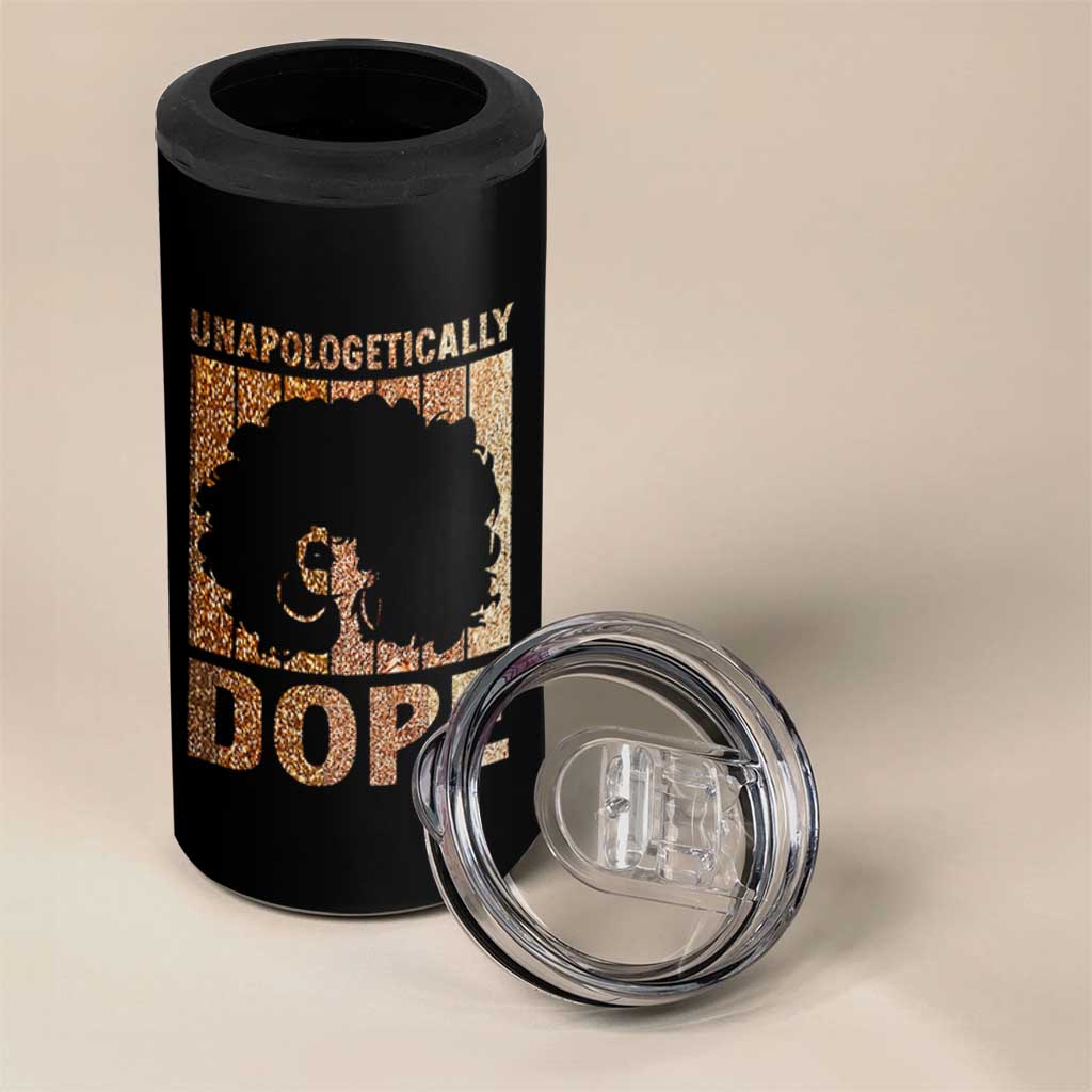 Melanin Queen Glitter Print 4 in 1 Can Cooler Tumbler Unapologetically Dope - Wonder Print Shop