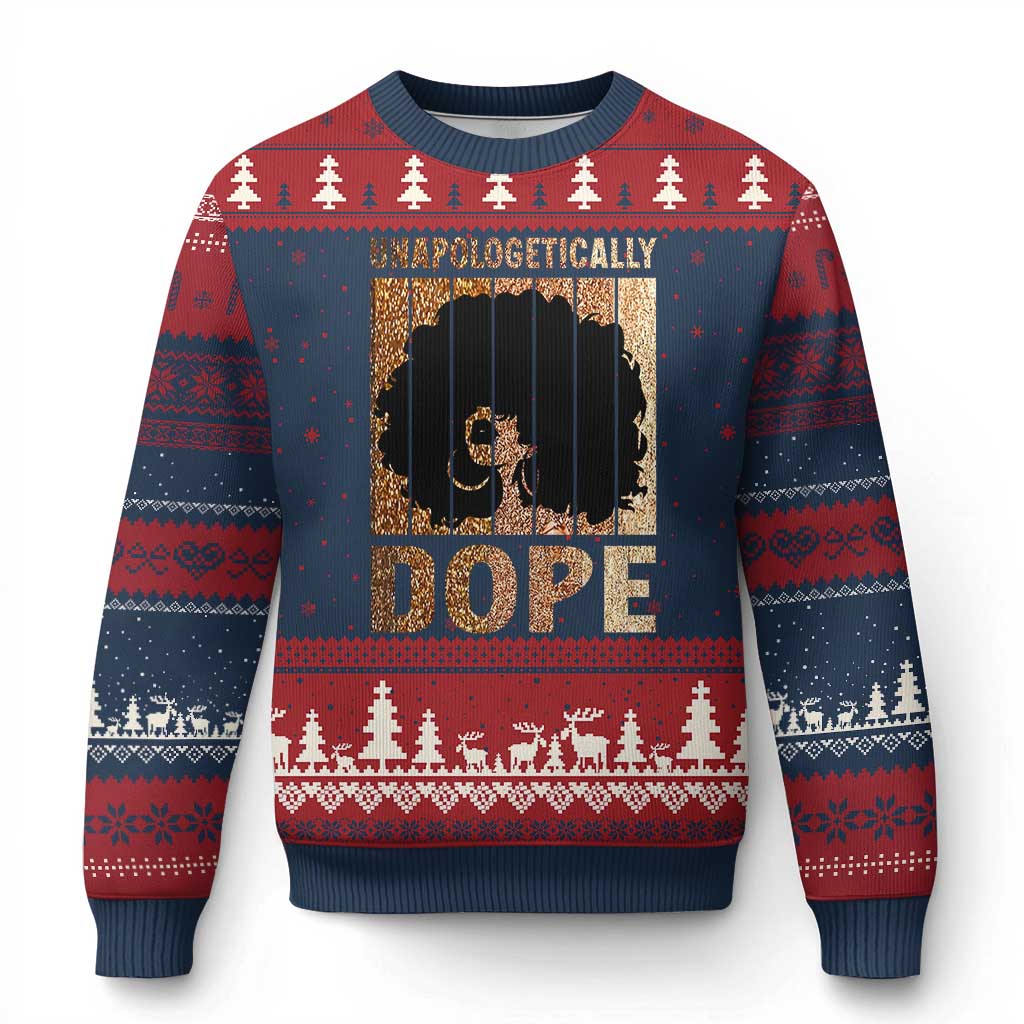 Melanin Queen Glitter Print Ugly Christmas Sweater Unapologetically Dope - Wonder Print Shop